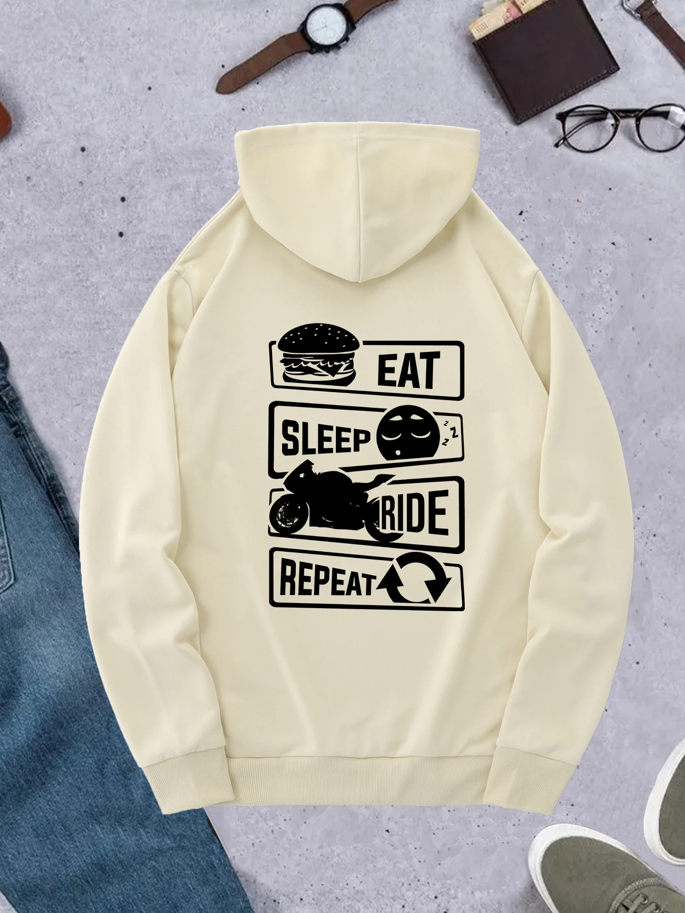 Korean Men Lifestyle - Korean Trend Men Hoodie Eat Sleep